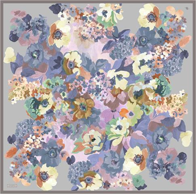 Armine Çiçek Desenli Saf İpek Twill Eşarp 9334D 32