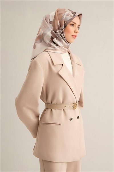 Armine Çiçek Desenli Saf İpek Twill Eşarp 9340D 86