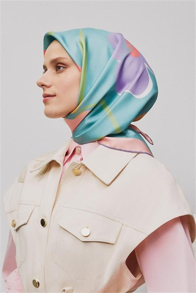 Armine Çiçek Desenli Saf İpek Twill Eşarp 9317 01