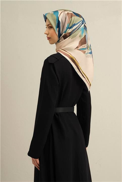 Armine Çiçek Desenli Saf İpek Twill Eşarp 9340D 34