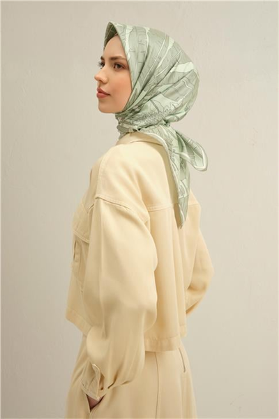 Armine Çiçek Desenli Saf İpek Twill Eşarp 9353D 38