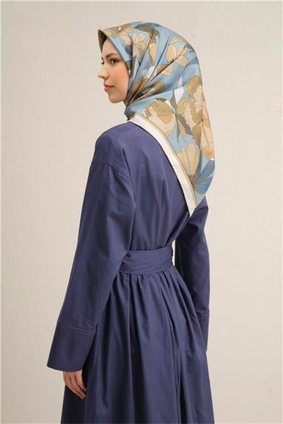 Armine Çiçek Desenli Saf İpek Twill Eşarp 9312D 56