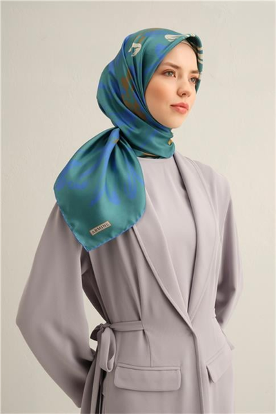 Armine Çiçek Desenli Saf İpek Twill Eşarp 9322D 37