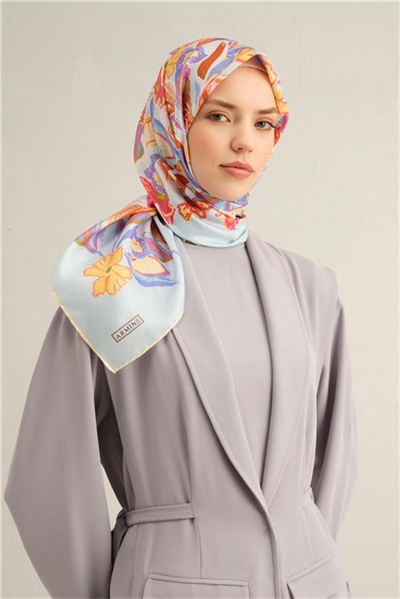 Armine Çiçek Desenli Saf İpek Twill Eşarp 9332D 58