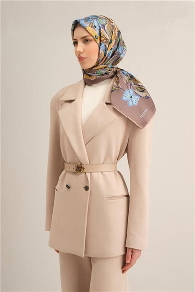 Armine Çiçek Desenli Saf İpek Twill Eşarp 9332D 35