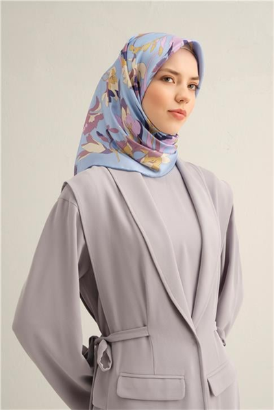 Armine Çiçek Desenli Saf İpek Twill Eşarp 9342D 32