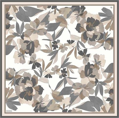 Armine Çiçek Desenli Saf İpek Twill Eşarp 9312D 01