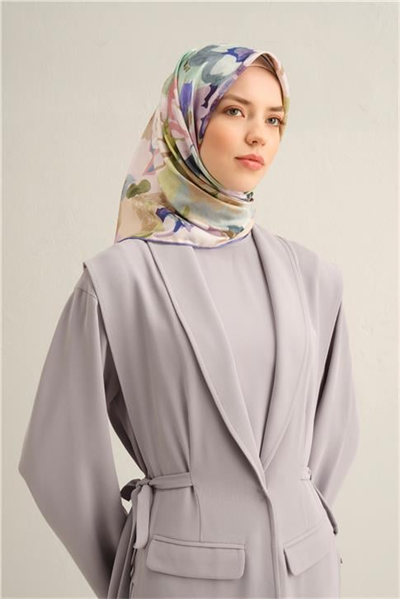 Armine Çiçek Desenli Saf İpek Twill Eşarp 9334D 33