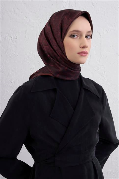 Armine Çiçek Desenli Saf İpek Twill Eşarp 9409D 03