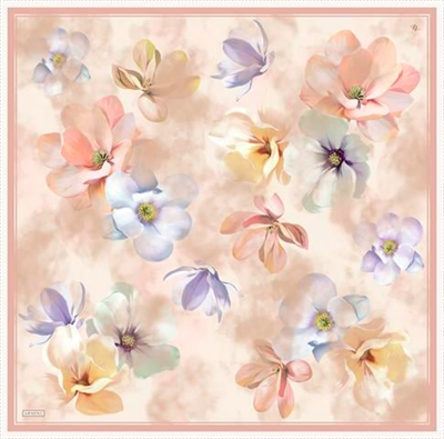 Armine Çiçek Desenli Saf İpek Twill Eşarp 9305D 34