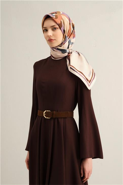 Armine Çiçek Desenli Saf İpek Twill Eşarp 9340D 35