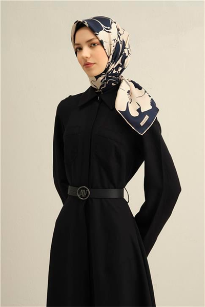 Armine Çiçek Desenli Saf İpek Twill Eşarp 9344D 40