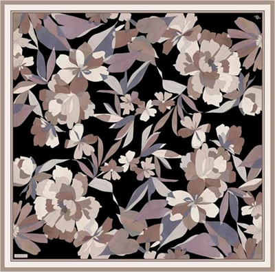 Armine Çiçek Desenli Saf İpek Twill Eşarp 9312D 07