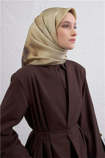 Armine Çiçek Desenli Saf İpek Twill Eşarp 9426D 54