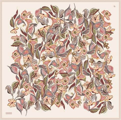 Armine Çiçek Desenli Saf İpek Twill Eşarp 9332D 36
