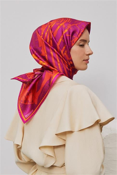 Armine Çiçek Desenli Saf İpek Twill Eşarp 9353D 07