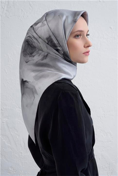 Armine Çiçek Desenli Saf İpek Twill Eşarp 9426D 83