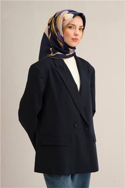 Armine Çiçek Desenli Saf İpek Twill Eşarp 9302D 55