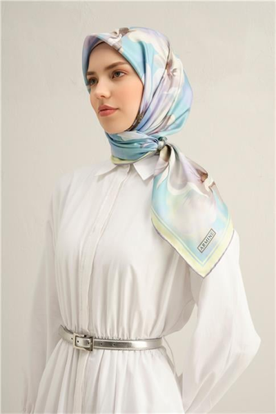 Armine Çiçek Desenli Saf İpek Twill Eşarp 9305D 03
