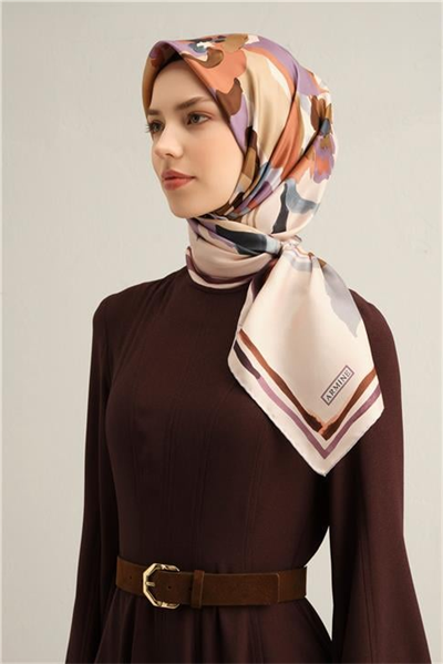 Armine Çiçek Desenli Saf İpek Twill Eşarp 9340D 35