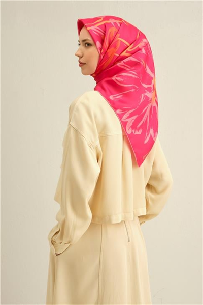 Armine Çiçek Desenli Saf İpek Twill Eşarp 9322D 09