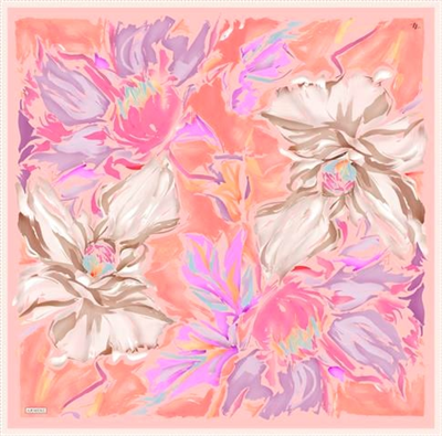 Armine Çiçek Desenli Saf İpek Twill Eşarp 9337D 82