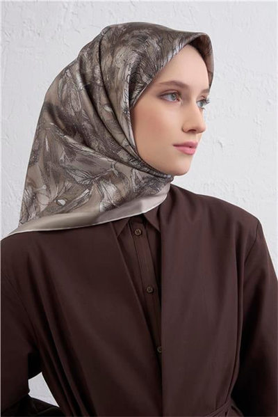 Armine Çiçek Desenli Saf İpek Twill Eşarp 9409D 83
