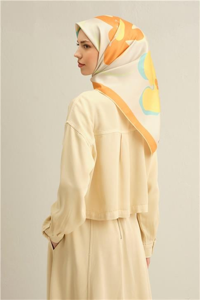 Armine Çiçek Desenli Saf İpek Twill Eşarp 9317D 80