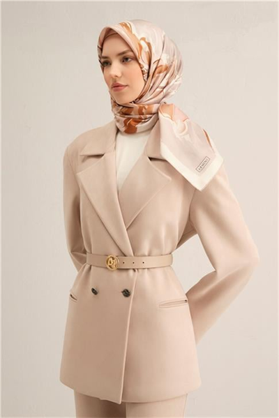 Armine Çiçek Desenli Saf İpek Twill Eşarp 9318D 33