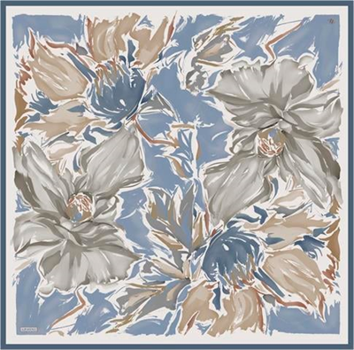 Armine Çiçek Desenli Saf İpek Twill Eşarp 9337D 05