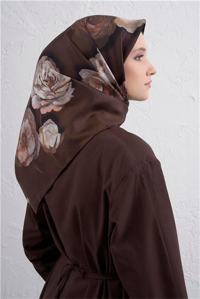 Armine Çiçek Desenli Saf İpek Twill Eşarp 9419D 84