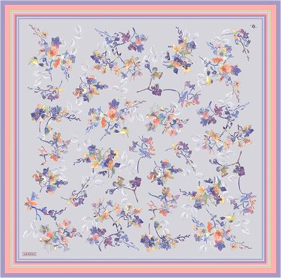 Armine Çiçek Desenli Saf İpek Twill Eşarp 9316D 80