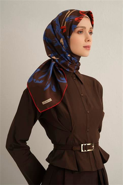 Armine Çiçek Desenli Saf İpek Twill Eşarp 9322D 84