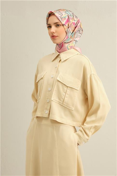 Armine Çiçek Desenli Saf İpek Twill Eşarp 9332D 82
