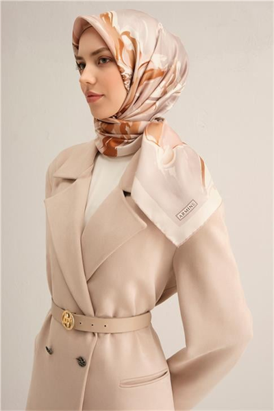 Armine Çiçek Desenli Saf İpek Twill Eşarp 9318D 33