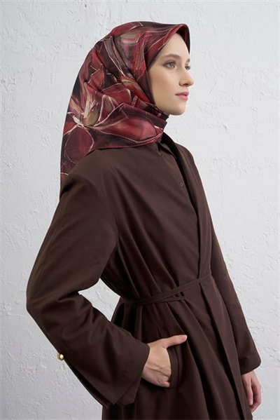 Armine Çiçek Desenli Saf İpek Twill Eşarp 9406D 81