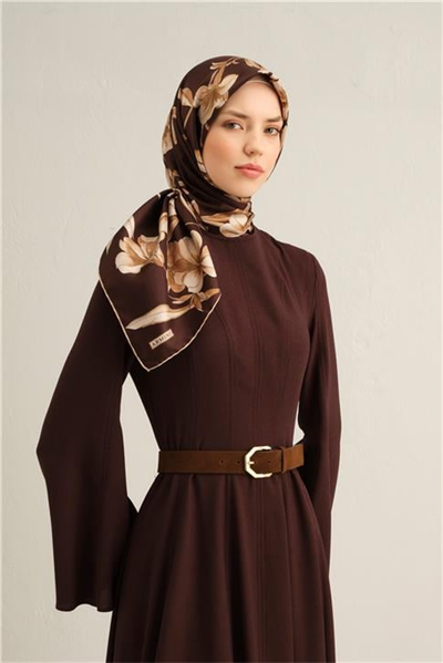 Armine Çiçek Desenli Saf İpek Twill Eşarp 9324D 52