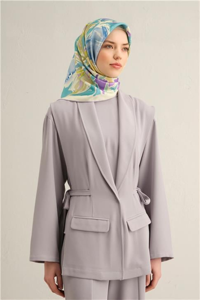 Armine Çiçek Desenli Saf İpek Twill Eşarp 9337D 80