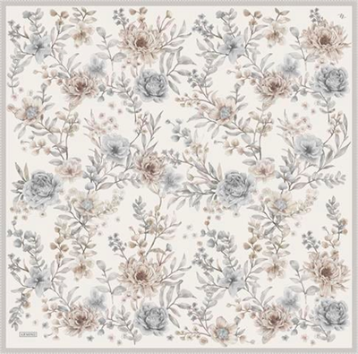 Armine Çiçek Desenli Saf İpek Twill Eşarp 9347D 83