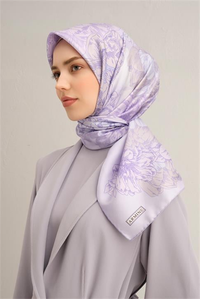 Armine Çiçek Desenli Saf İpek Twill Eşarp 9330D 82