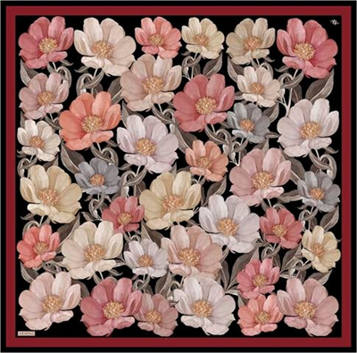 Armine Çiçek Desenli Saf İpek Twill Eşarp 9403D 32