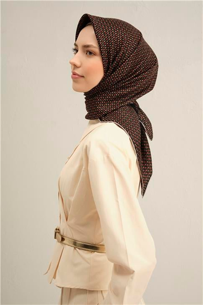 Armine Çiçek Desenli Saf İpek Twill Eşarp 9307D 34