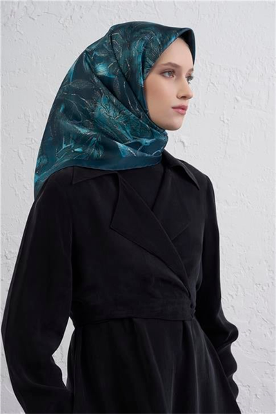 Armine Çiçek Desenli Saf İpek Twill Eşarp 9409D 04