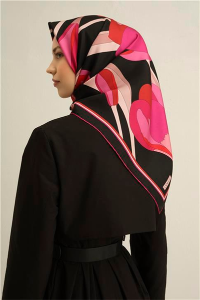 Armine Çiçek Desenli Saf İpek Twill Eşarp 9302D 82