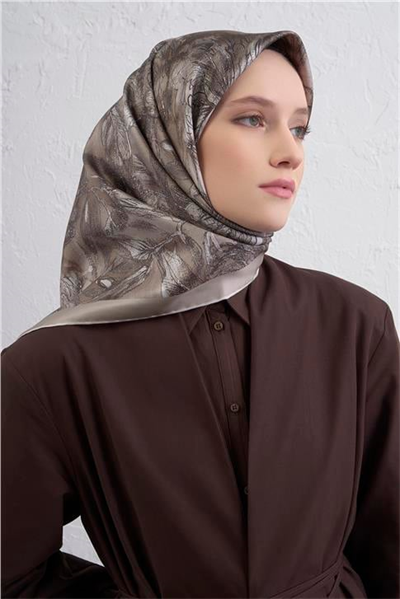 Armine Çiçek Desenli Saf İpek Twill Eşarp 9409D 83