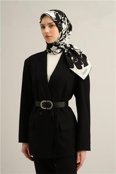 Armine Çiçek Desenli Saf İpek Twill Eşarp 9344D 44
