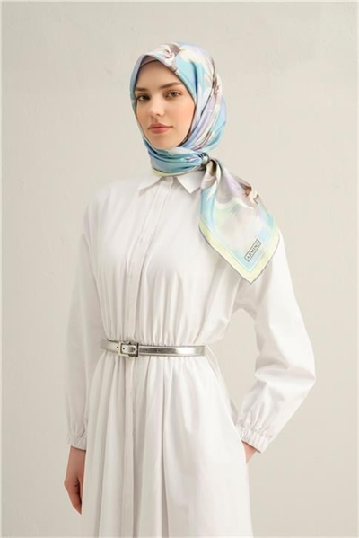 Armine Çiçek Desenli Saf İpek Twill Eşarp 9305D 03