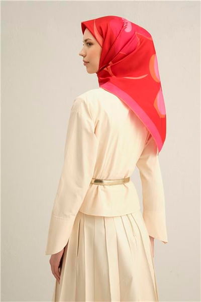 Armine Çiçek Desenli Saf İpek Twill Eşarp 9317D 56