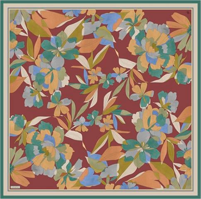 Armine Çiçek Desenli Saf İpek Twill Eşarp 9312D 52