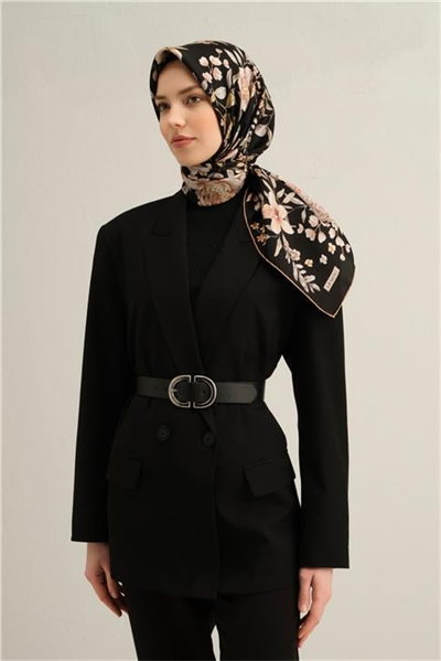 Armine Çiçek Desenli Saf İpek Twill Eşarp 9347D 04
